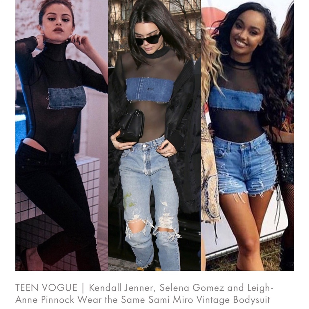 Sami Miro Vintage Sheer Denim Bodysuit